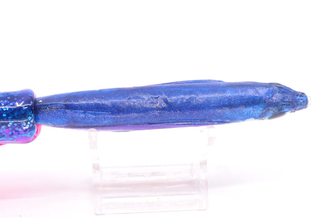Aloha Lures Silver Rainbow Blue Back Purple Fins Slapstick 5" 5.5oz Skirted Blue-Pink