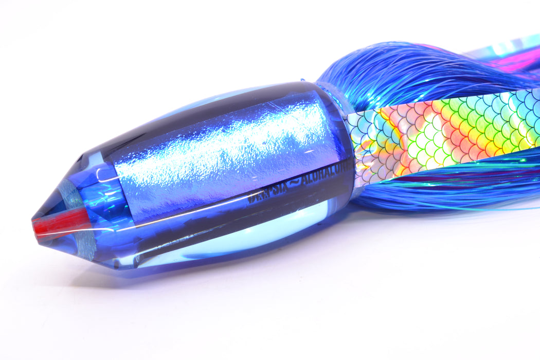 Aloha Lures Blue-Purple Dichro Blue Rainbow Large Deep Six 12" 10.5oz EZ Flash with Wings
