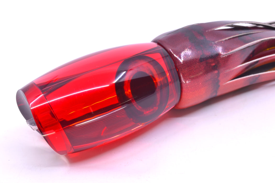 Moyes Lures Red Mirrored Taxi Eyes Large Argus 14" 8.5oz FT Vinyl Red Tiger