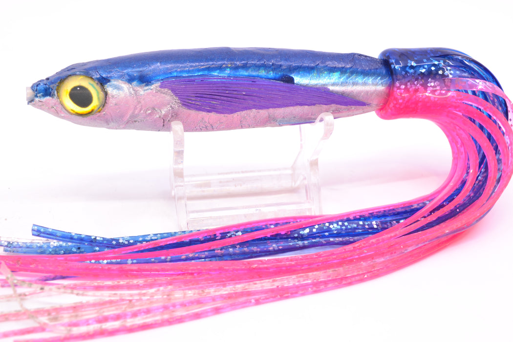 Aloha Lures Silver Rainbow Blue Back Purple Fins Slapstick 5" 5.5oz Skirted Blue-Pink