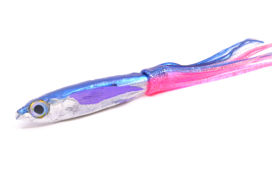 Aloha Lures Silver Rainbow Blue Back Purple Fins Slapstick 5" 5.5oz Skirted Blue-Pink