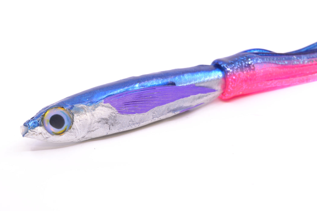 Aloha Lures Silver Rainbow Blue Back Purple Fins Slapstick 5" 5.5oz Skirted Blue-Pink
