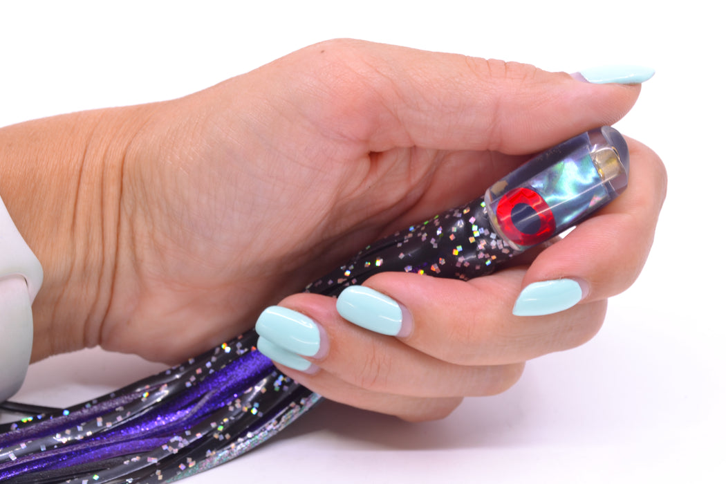 Coggin Lures Blue-Purple Abalone Tado Lo'ihi Peanut Scoop 4.5" 1oz Skirted Black/Purple GZE