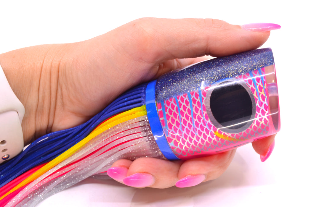 Amaral Lures Pink Pearl Rainbow Scale Ice Blue Stripes Blue Back Ta'aroa 14" 9oz