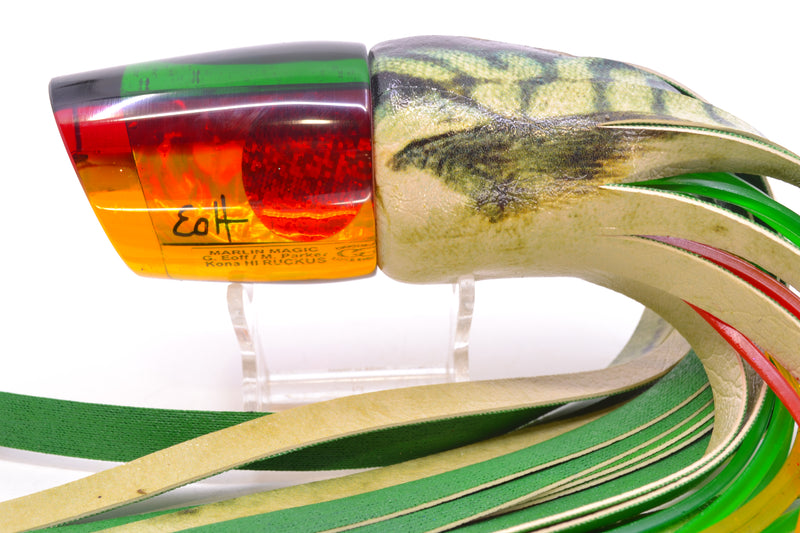 Marlin Magic "Rasta" Yellow Awabi Green-Red Back Red Eyes Ruckus 12" 9oz ALV Vinyl Mackerel