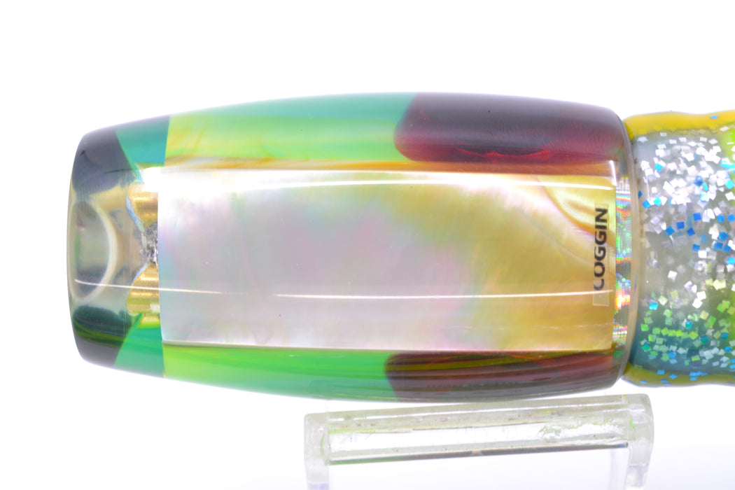 Coggin Lures Golden MOP Blue-Yellow Back 4-Hole Copalure Invert 12" 12oz Skirted Blue-Silver