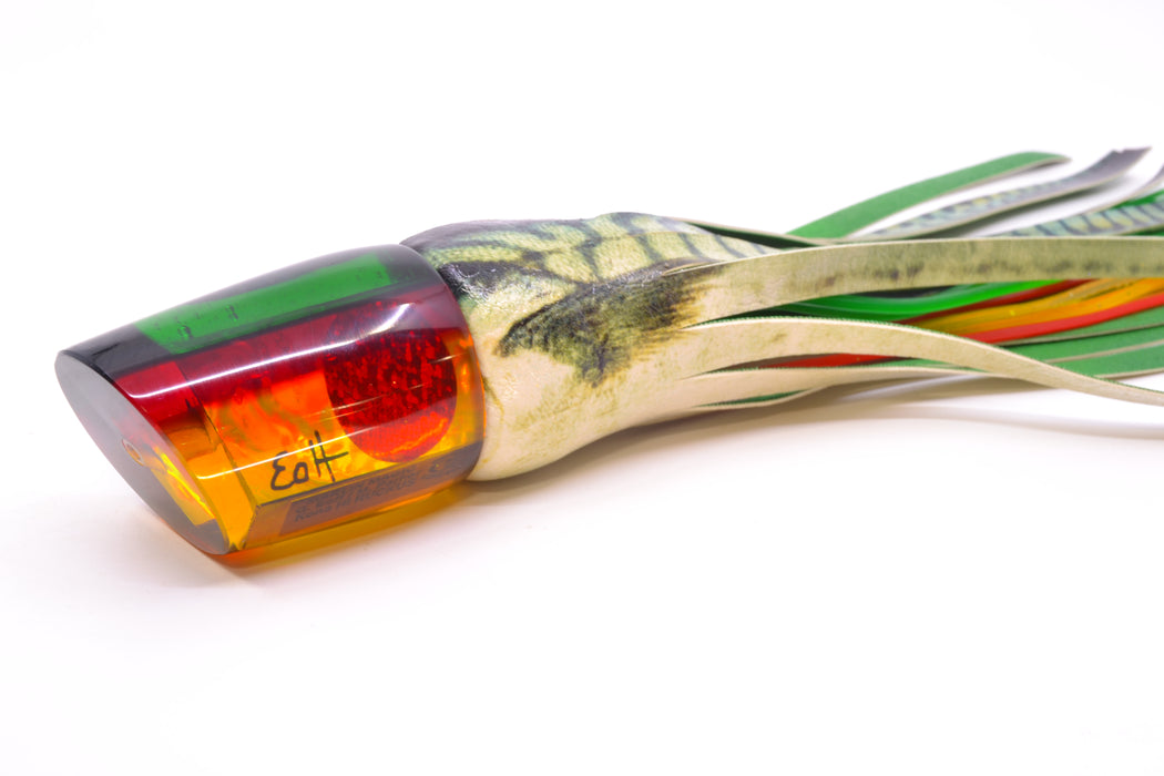 Marlin Magic "Rasta" Yellow Awabi Green-Red Back Red Eyes Ruckus 12" 9oz ALV Vinyl Mackerel