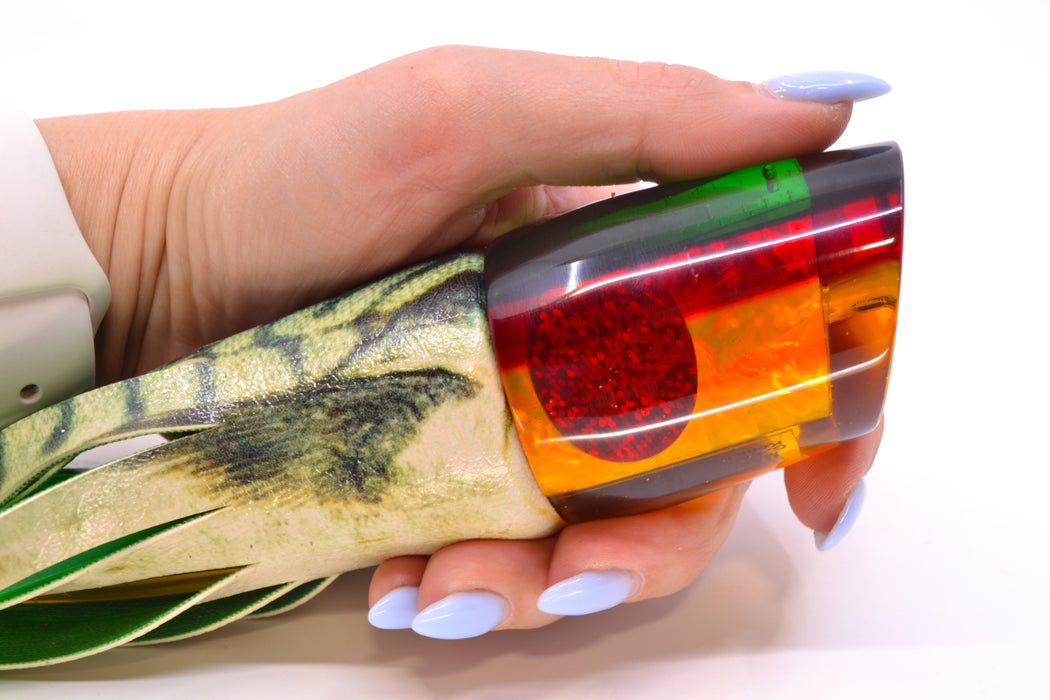 Marlin Magic "Rasta" Yellow Awabi Green-Red Back Red Eyes Ruckus 12" 9oz ALV Vinyl Mackerel