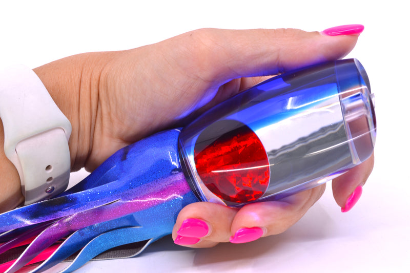 Moyes Lures Clear Mirrored Blue Back Red Eyes Large Argus 14" 8.5oz FT Vinyl Blue Dream