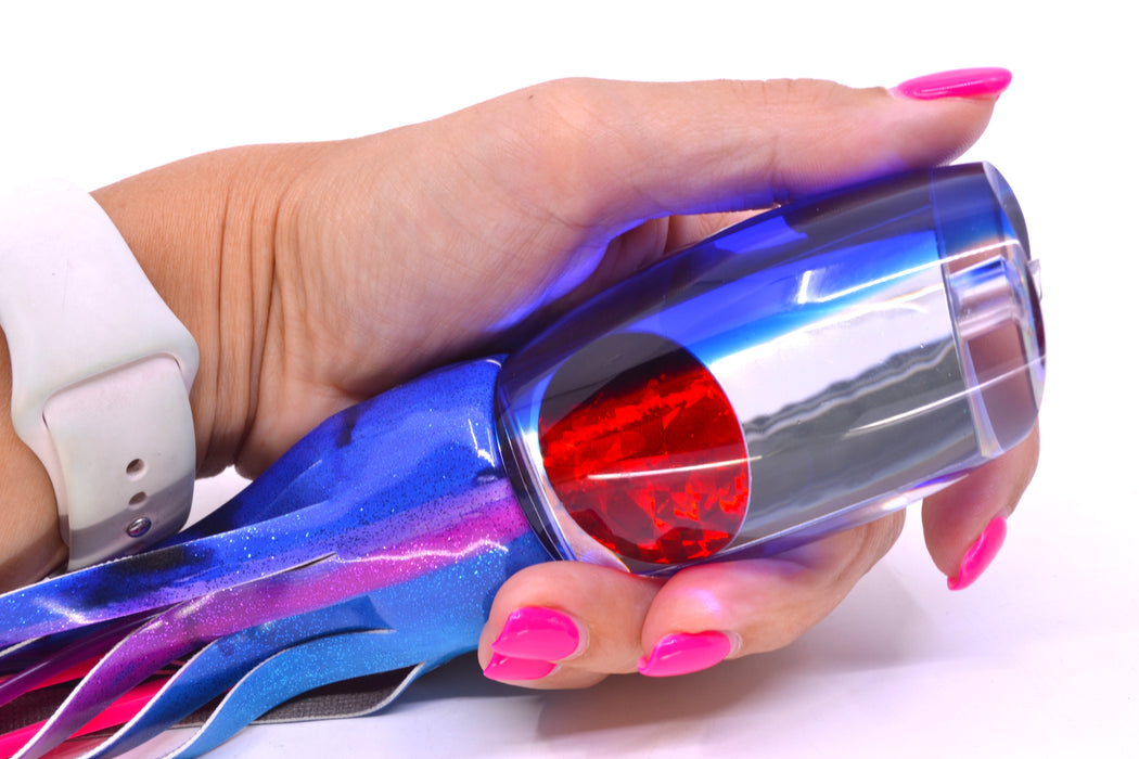 Moyes Lures Clear Mirrored Blue Back Red Eyes Large Argus 14" 8.5oz FT Vinyl Blue Dream