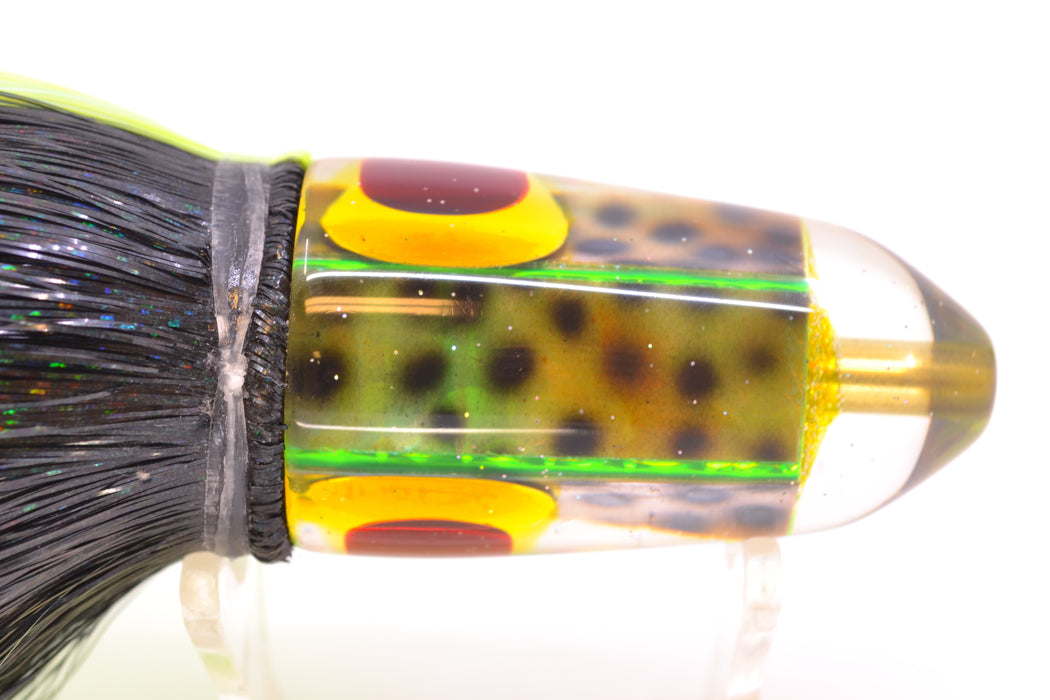 Ganku Lures Green "Tiger Cowrie" Short Bullet 9" 7oz Strobez Black-Green/Chartreuse GZE