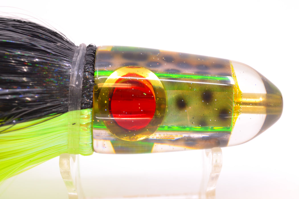 Ganku Lures Green "Tiger Cowrie" Short Bullet 9" 7oz Strobez Black-Green/Chartreuse GZE