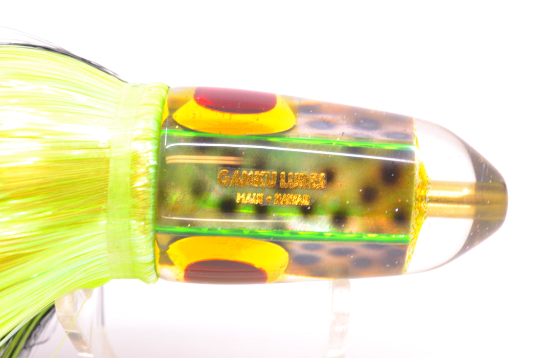 Ganku Lures Green "Tiger Cowrie" Short Bullet 9" 7oz Strobez Black-Green/Chartreuse GZE