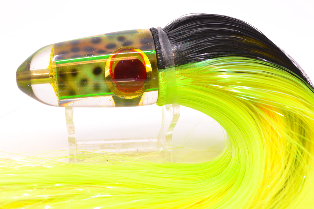 Ganku Lures Green "Tiger Cowrie" Short Bullet 9" 7oz Strobez Black-Green/Chartreuse GZE