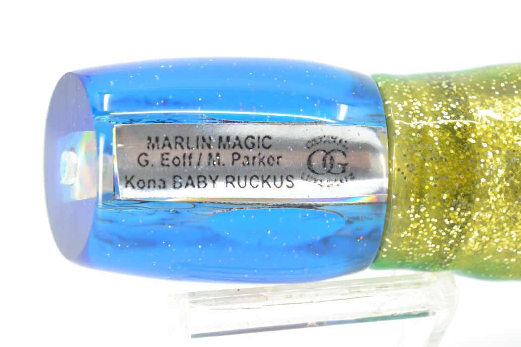 Marlin Magic Paua Shell Blue Back Red Eyes Baby Ruckus 10" 6.5oz Skirted