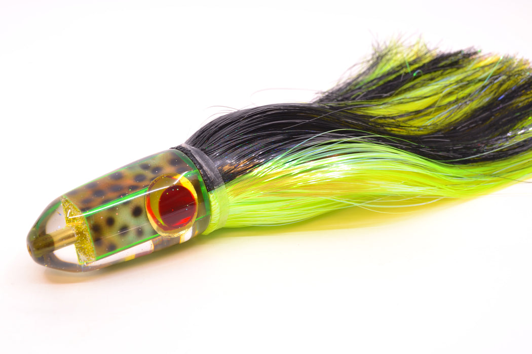 Ganku Lures Green "Tiger Cowrie" Short Bullet 9" 7oz Strobez Black-Green/Chartreuse GZE