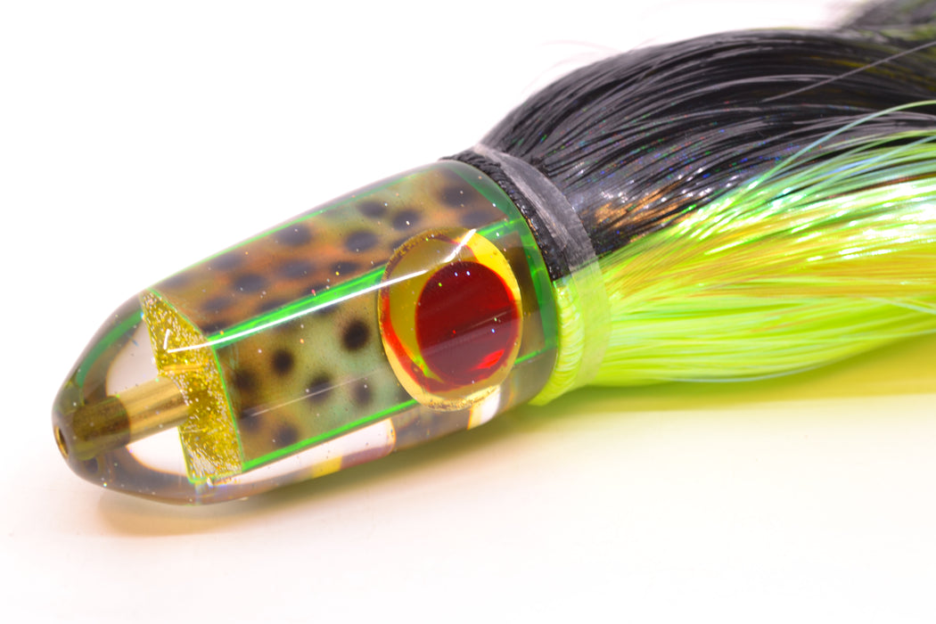 Ganku Lures Green "Tiger Cowrie" Short Bullet 9" 7oz Strobez Black-Green/Chartreuse GZE