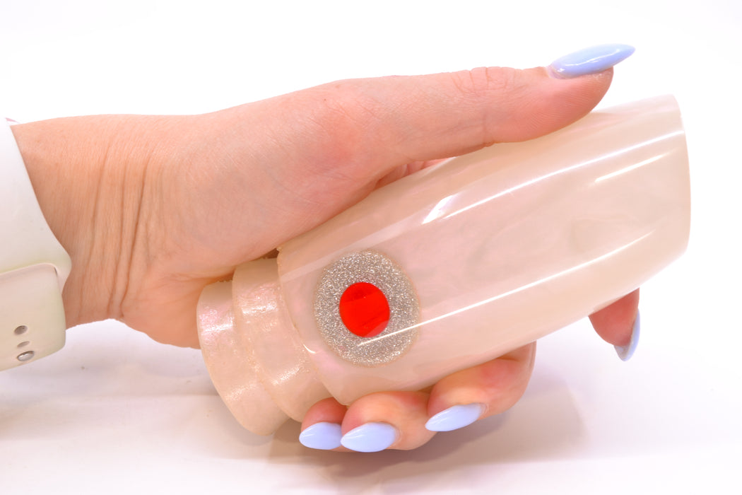 Joe Yee Strawberry Pearl Red-Silver Handmade Eyes Super Plunger 14" 7oz New Pre-Owned