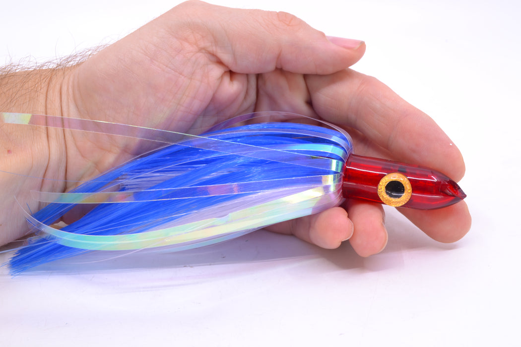 Iland Lures Flasher Series Blue-Crystal Hair Red Head Jr. Dredge Ilander 6.5" 1oz DJR453F-BL/CY