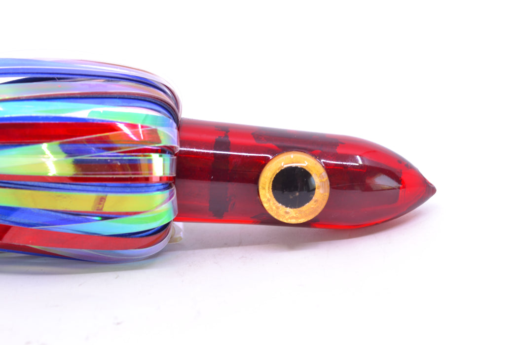Iland Lures Blue-Red-Iridescent Mylar Hair Red Head "Hawaiian Eye" Ilander 8.5" 2.5oz IL403M-PAT