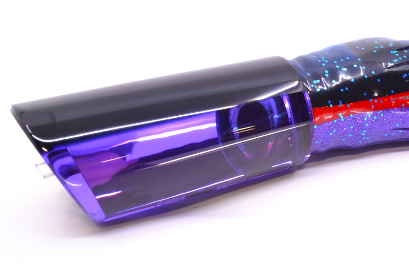 Moyes Lures Purple Mirrored Black Back Taxi Eyes Large Pipe Bomb 14" 12.3oz Skirted