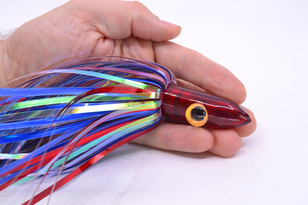 Iland Lures Blue-Red-Iridescent Mylar Hair Red Head "Hawaiian Eye" Ilander 8.5" 2.5oz IL403M-PAT