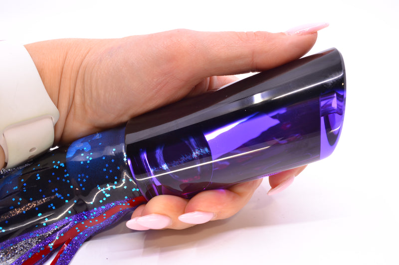 Moyes Lures Purple Mirrored Black Back Taxi Eyes Large Pipe Bomb 14" 12.3oz Skirted