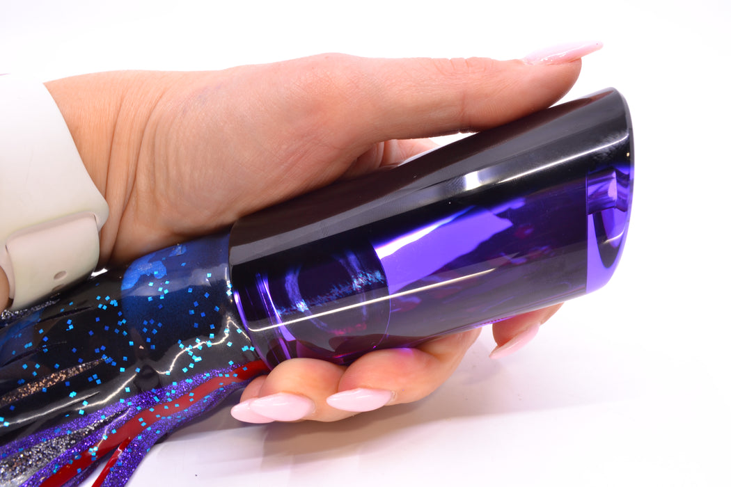Moyes Lures Purple Mirrored Black Back Taxi Eyes Large Pipe Bomb 14" 12.3oz Skirted