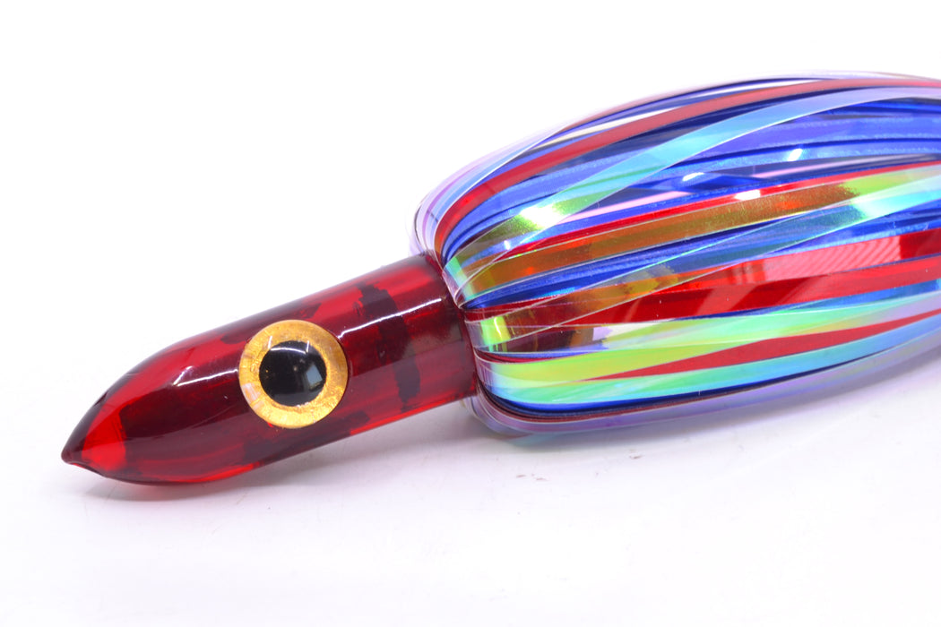 Iland Lures Blue-Red-Iridescent Mylar Hair Red Head "Hawaiian Eye" Ilander 8.5" 2.5oz IL403M-PAT