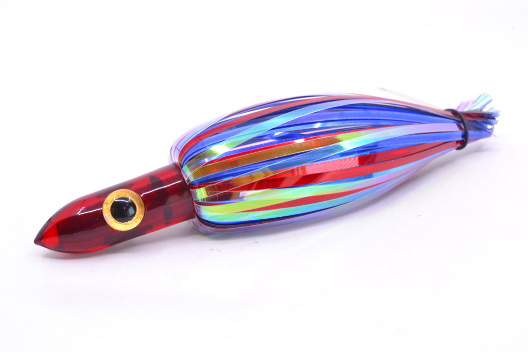 Iland Lures Blue-Red-Iridescent Mylar Hair Red Head "Hawaiian Eye" Ilander 8.5" 2.5oz IL403M-PAT