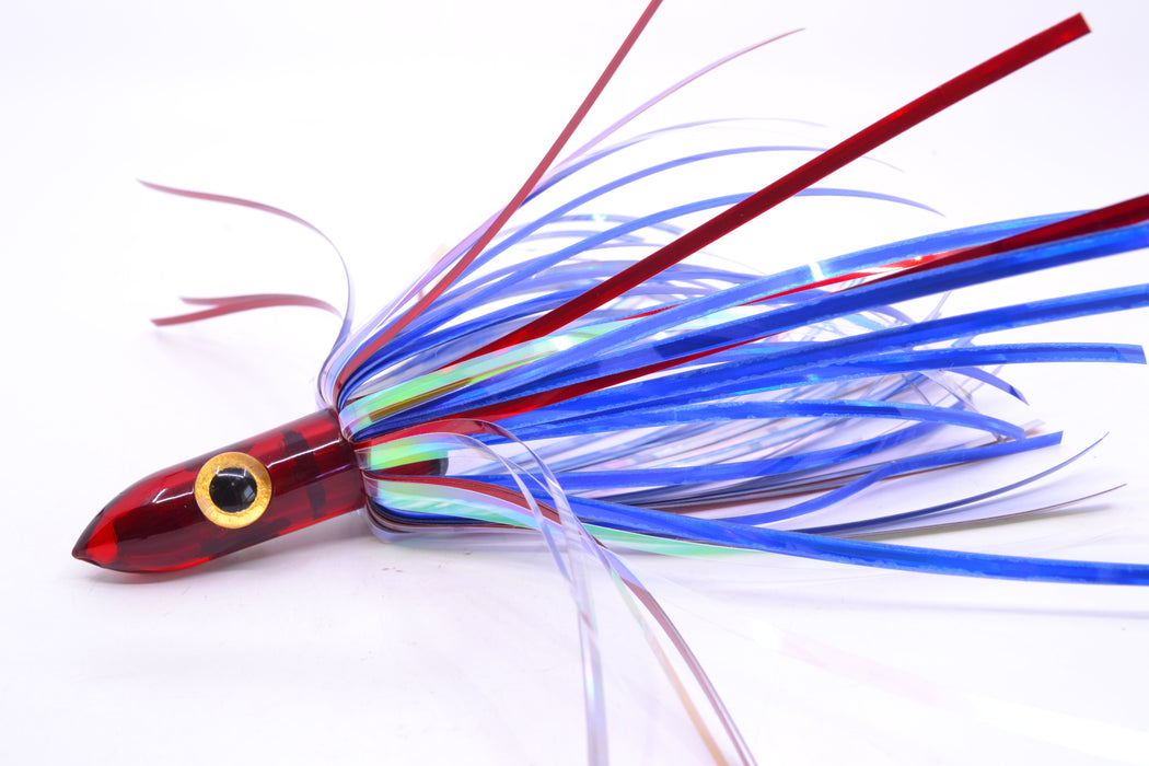 Iland Lures Blue-Red-Iridescent Mylar Hair Red Head "Hawaiian Eye" Ilander 8.5" 2.5oz IL403M-PAT