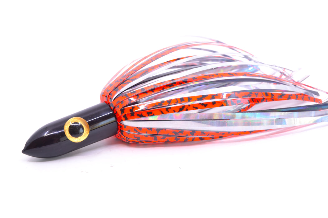 Iland Lures Orange Tiger Mylar Hair Black Head "Hawaiian Eye" Ilander 8.5" 2.5oz IL405M-TIG