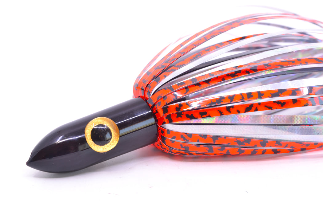 Iland Lures Orange Tiger Mylar Hair Black Head "Hawaiian Eye" Ilander 8.5" 2.5oz IL405M-TIG