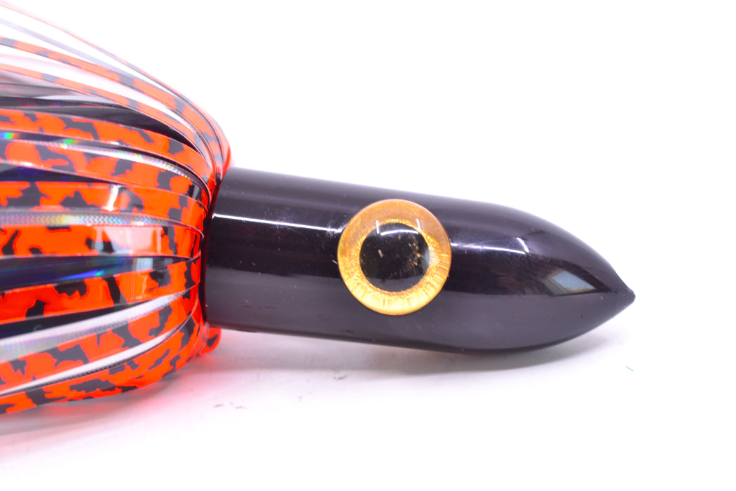 Iland Lures Orange Tiger Mylar Hair Black Head "Hawaiian Eye" Ilander 8.5" 2.5oz IL405M-TIG