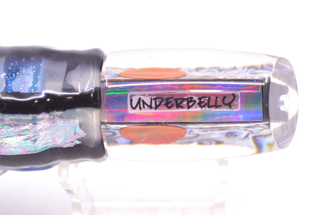 Bonze Lures Paua Shell Red Eyes Underbelly 10" 8oz Skirted Black Skipjack