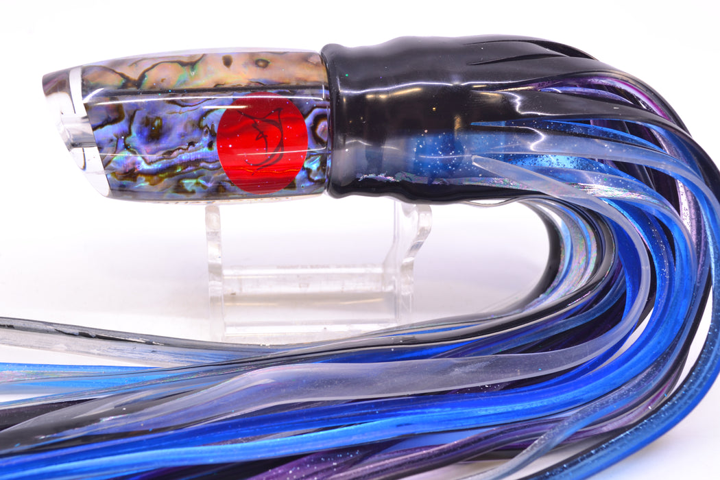 Bonze Lures Paua Shell Red Eyes Underbelly 10" 8oz Skirted Black Skipjack