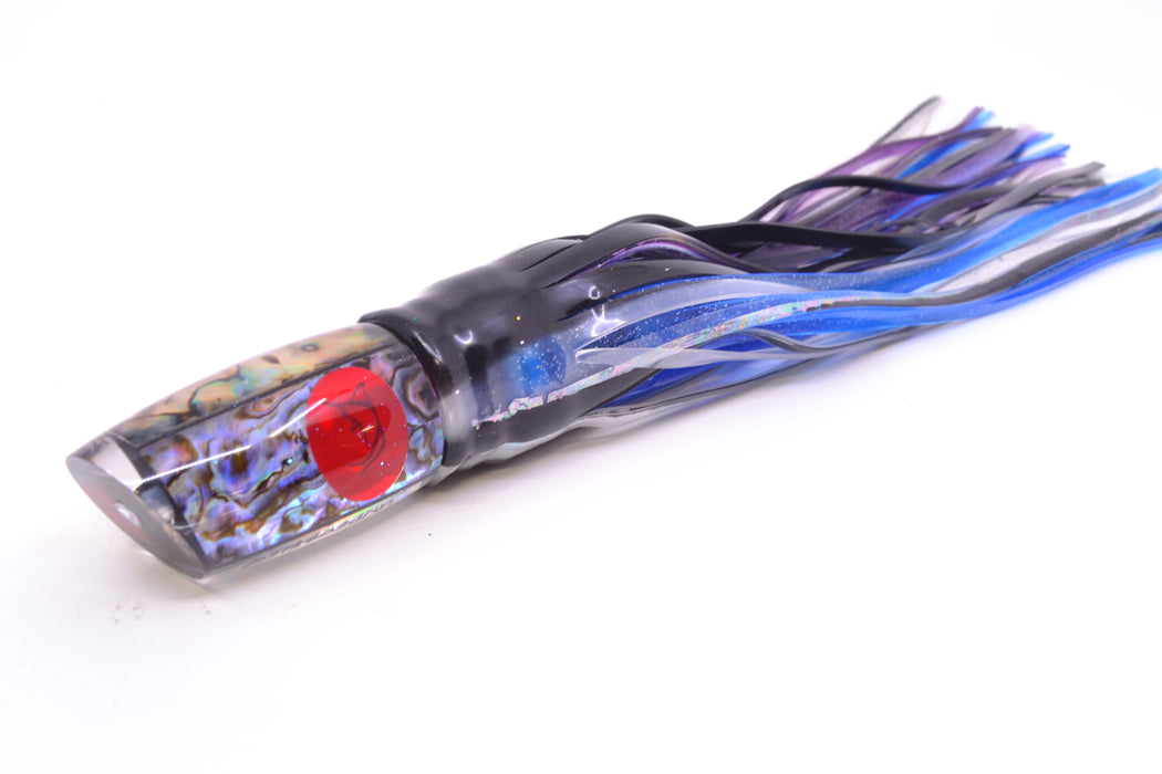 Bonze Lures Paua Shell Red Eyes Underbelly 10" 8oz Skirted Black Skipjack