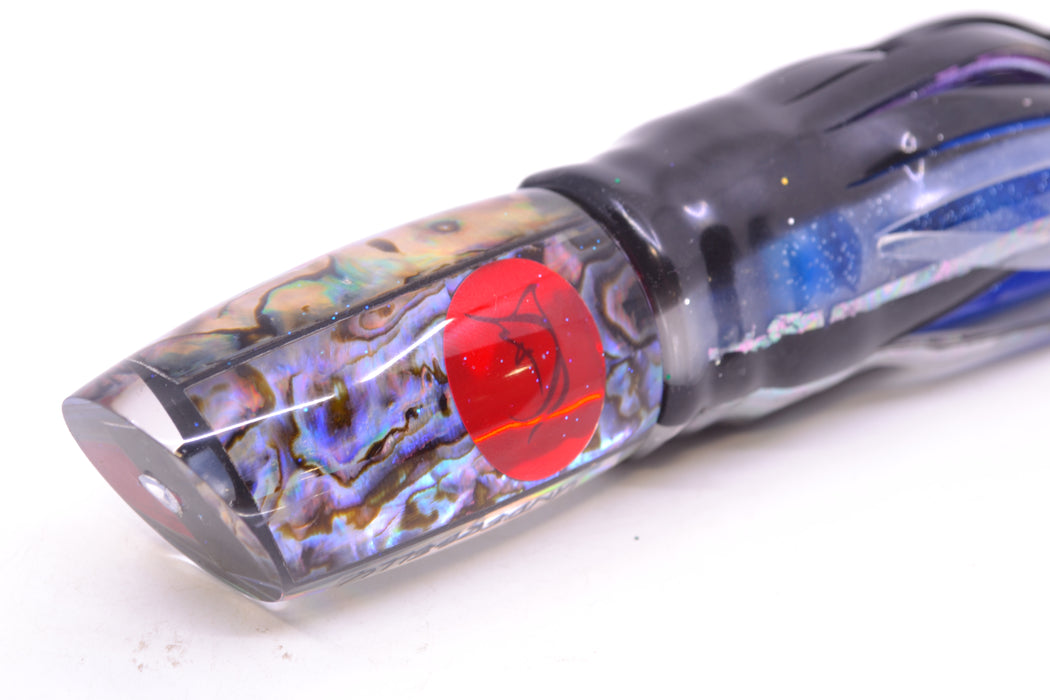 Bonze Lures Paua Shell Red Eyes Underbelly 10" 8oz Skirted Black Skipjack