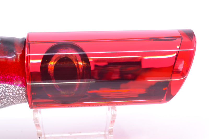 Moyes Lures Red Mirrored Taxi Eyes Large Pipe Bomb 14" 12.3oz Skirted Red Aurora