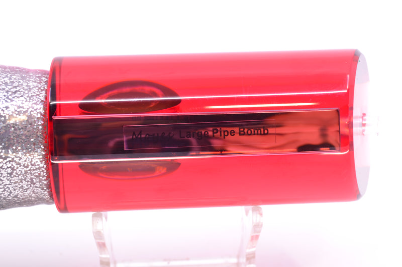 Moyes Lures Red Mirrored Taxi Eyes Large Pipe Bomb 14" 12.3oz Skirted Red Aurora