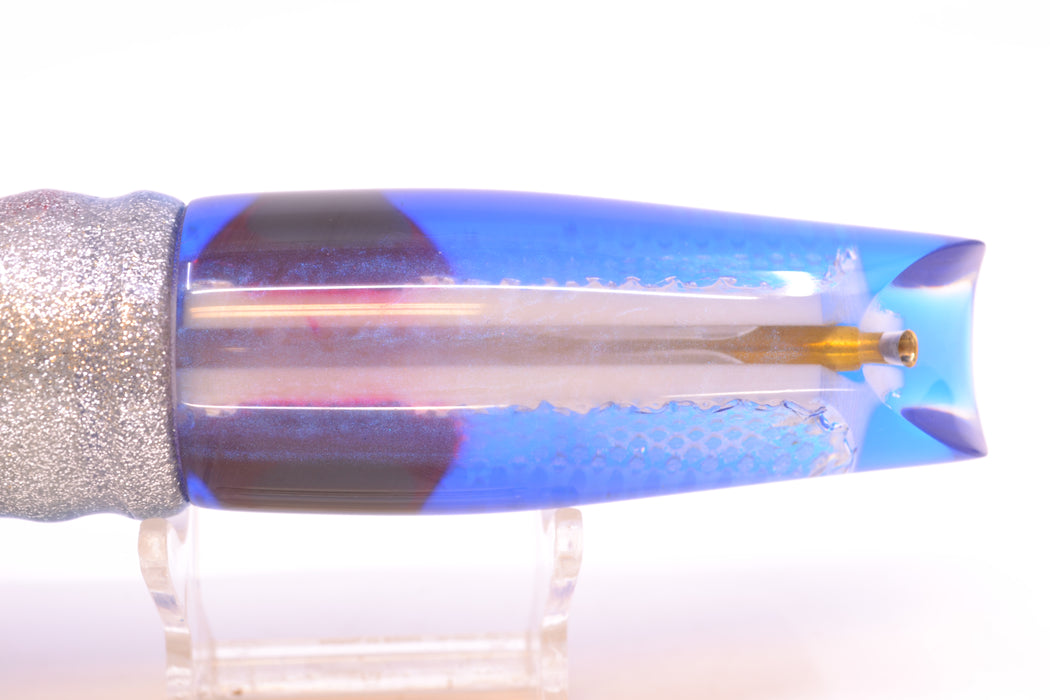 Coggin Lures White Pearl Rainbow Scale Blue Back Old Style Stick Troll Swimmer 12" 7oz Skirted GZE