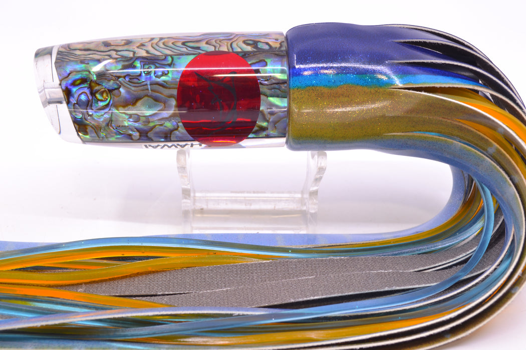 Bonze Lures Paua Shell Red Eyes Kahawai 12" 8.8oz Fire Tailz Vinyl Yellowfin Tuna