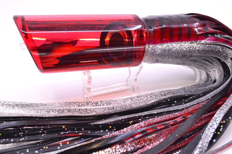 Moyes Lures Red Mirrored Taxi Eyes Large Pipe Bomb 14" 12.3oz Skirted Red Aurora