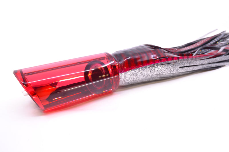 Moyes Lures Red Mirrored Taxi Eyes Large Pipe Bomb 14" 12.3oz Skirted Red Aurora