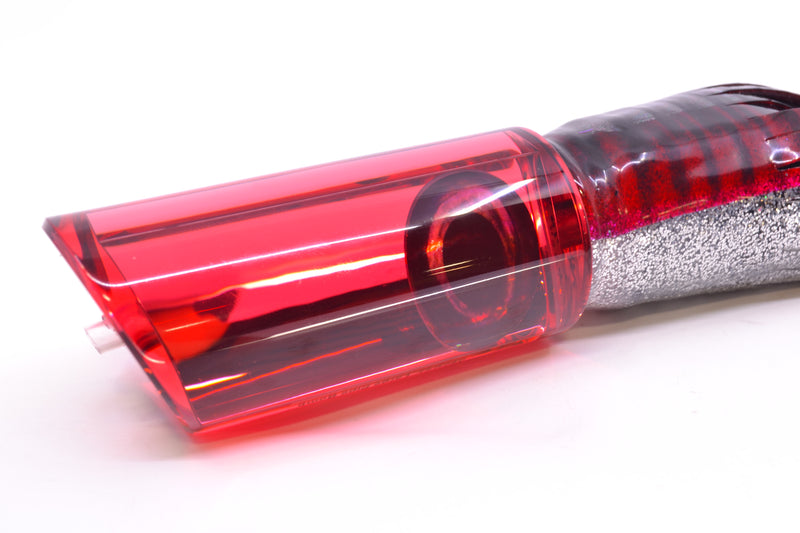 Moyes Lures Red Mirrored Taxi Eyes Large Pipe Bomb 14" 12.3oz Skirted Red Aurora