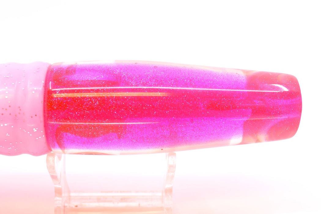 Coggin Lures White Pearl Glass Pink Back Old Style Stick Troll Swimmer 12" 7oz Skirted GZE