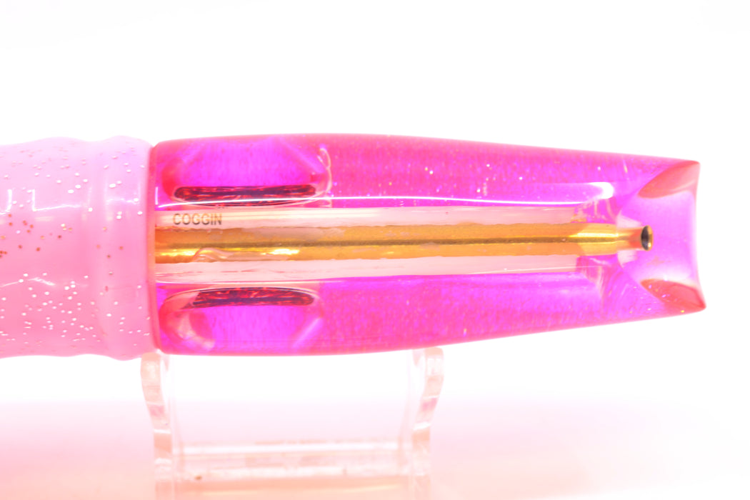 Coggin Lures White Pearl Glass Pink Back Old Style Stick Troll Swimmer 12" 7oz Skirted GZE