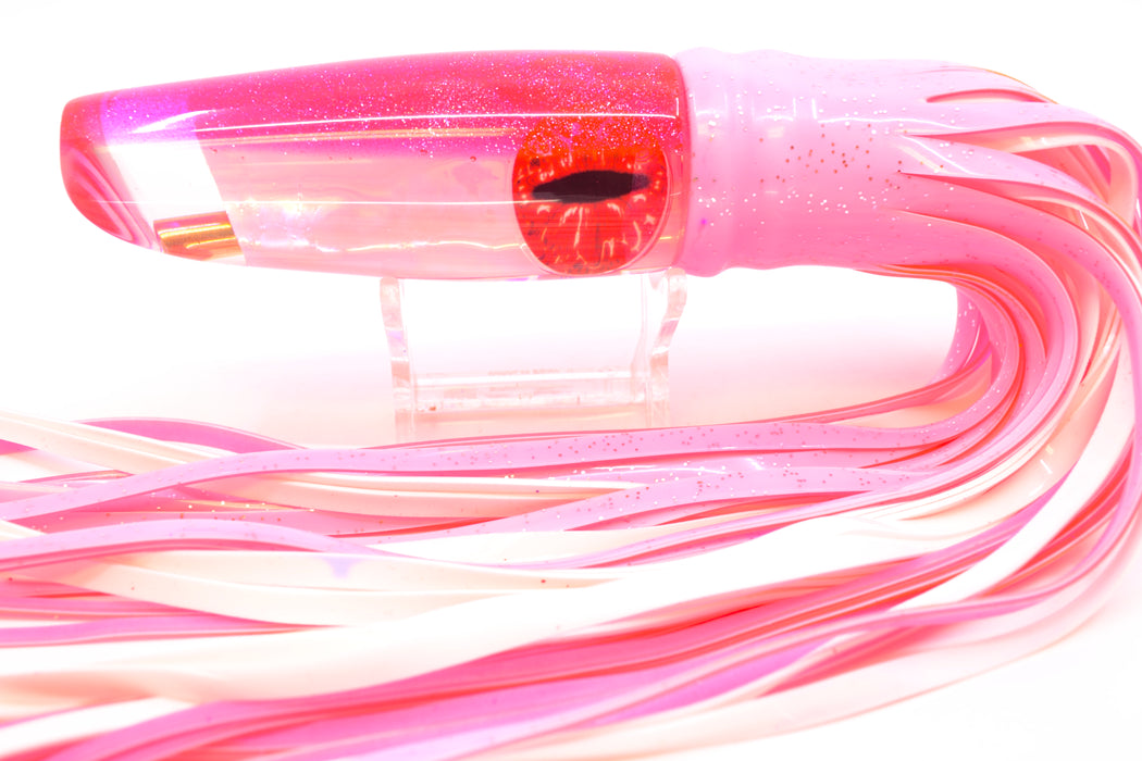 Coggin Lures White Pearl Glass Pink Back Old Style Stick Troll Swimmer 12" 7oz Skirted GZE