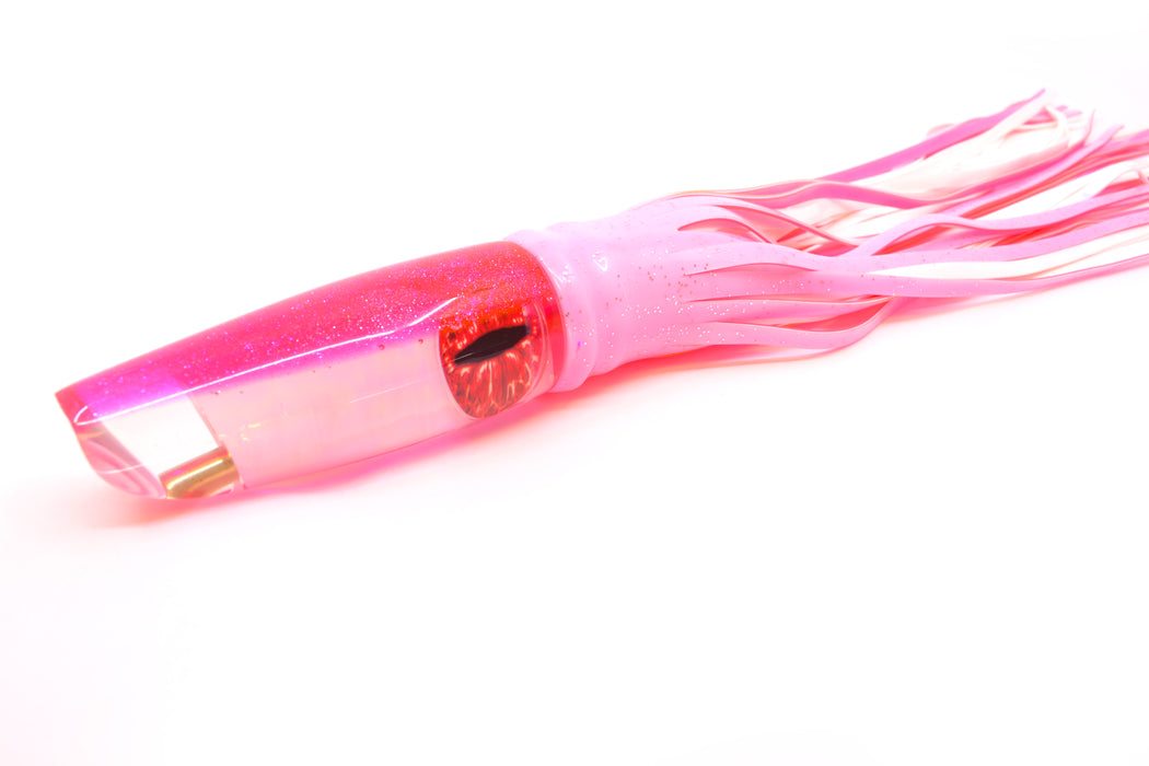 Coggin Lures White Pearl Glass Pink Back Old Style Stick Troll Swimmer 12" 7oz Skirted GZE
