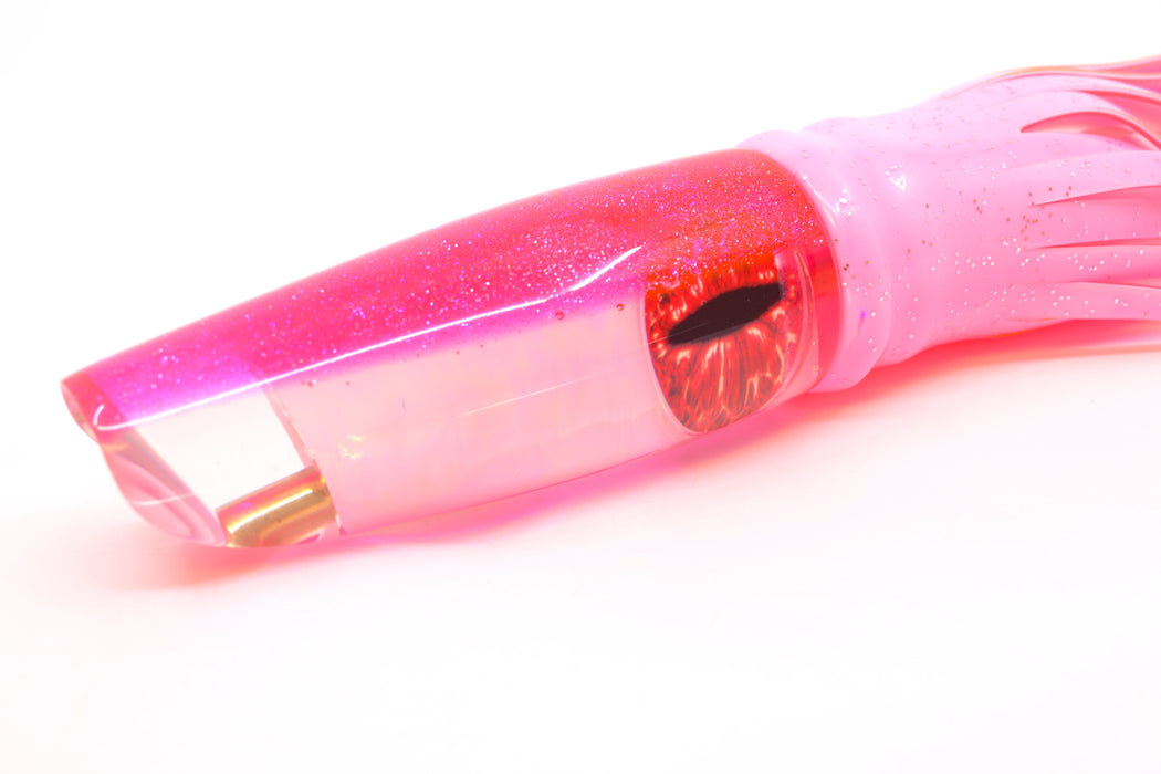 Coggin Lures White Pearl Glass Pink Back Old Style Stick Troll Swimmer 12" 7oz Skirted GZE